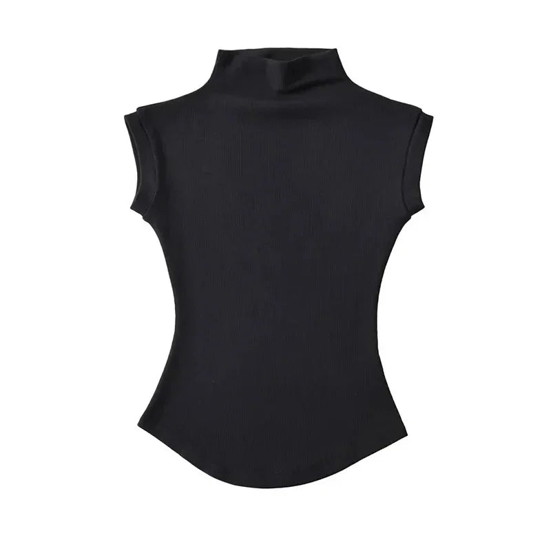 Women Summer Sexy Turtleneck Sleeveless T-Shirts - Empire P.E