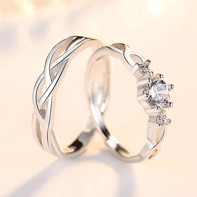 NEW 925 Sterling Silver Moissanite Diamond Couple Rings - Empire P.E