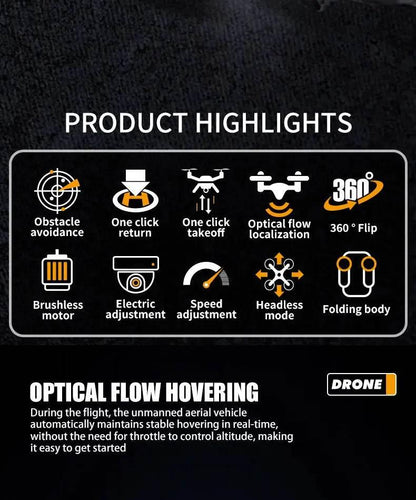 Drone aerial view brushless motor with obstacle avoidance optical flow foldable quadrotor foldable remote control airplane toy - Empire P.E