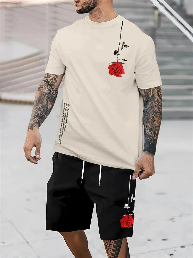 Summer Men Short Sleeved Drawstring Shorts Tracksuit - Empire P.E