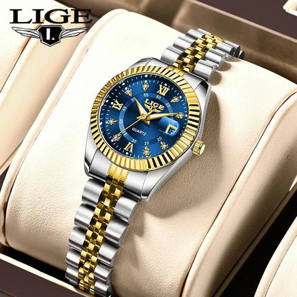 LIGE Top Luxury Watches For Women Vintage Fashion Ladies Watch Waterproof Date Stainless Quartz Wristwatches Reloj Mujer 2025 - Empire P.E