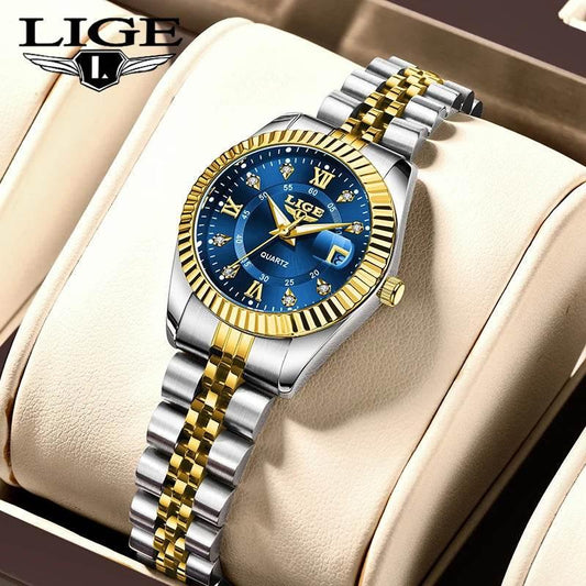 LIGE Top Luxury Watches For Women Vintage Fashion Ladies Watch Waterproof Date Stainless Quartz Wristwatches Reloj Mujer 2025 - Empire P.E