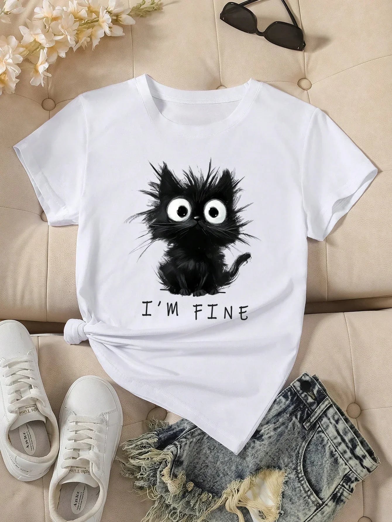2025 New Women's Cute Cat  T-Shirt