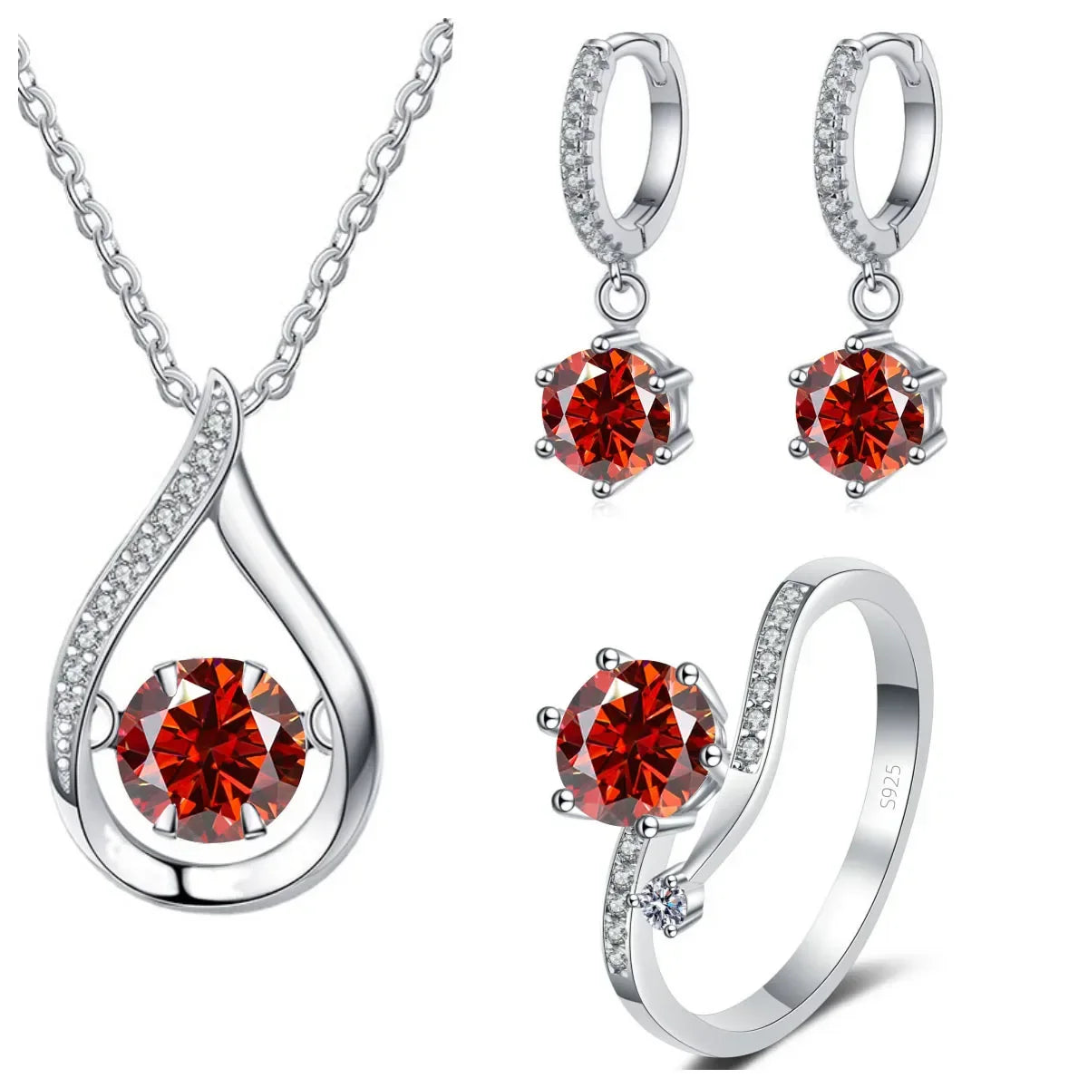 Real 925 Silver Moissanite Jewelry Set - Empire P.E