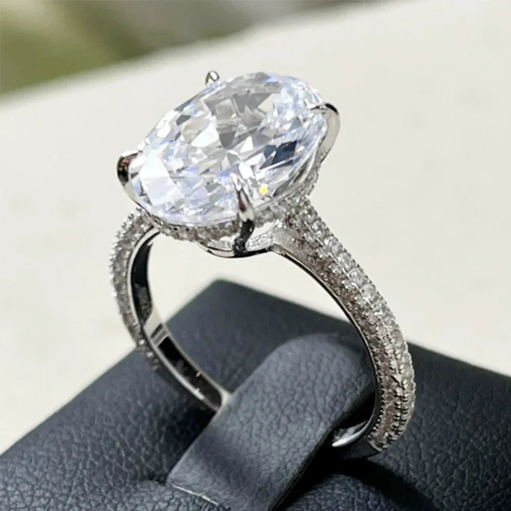 8Carat Oval Cut Moissanite Half Eternity Ring for Women 925 Sterling Silver - Empire P.E
