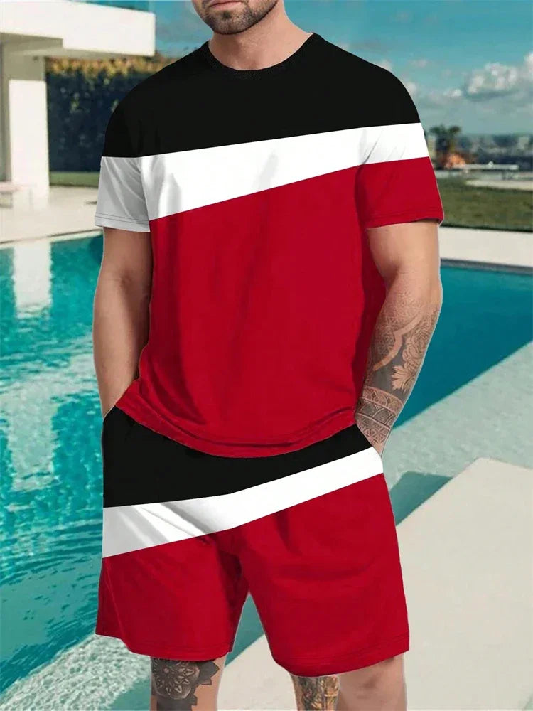 Summer Men Short Sleeved Drawstring Shorts Tracksuit - Empire P.E