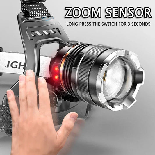 XHP50 LED Sensor Headlamp Waterproof Head Light Rechargeable - Empire P.E