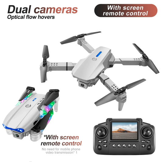 White Gray E88E99 Lighting Screen Control Mini Drone Dual Camera - Empire P.E