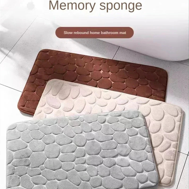 3D Non Slip Bathroom Mat Cobblestone Embossed - Empire P.E