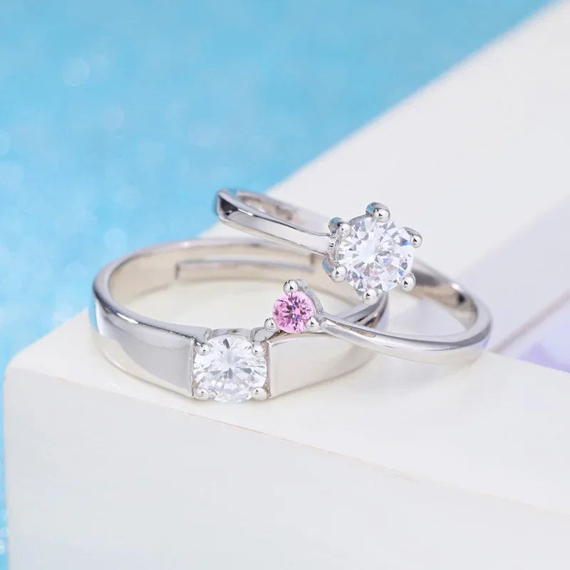 NEW 925 Sterling Silver Moissanite Diamond Couple Rings - Empire P.E
