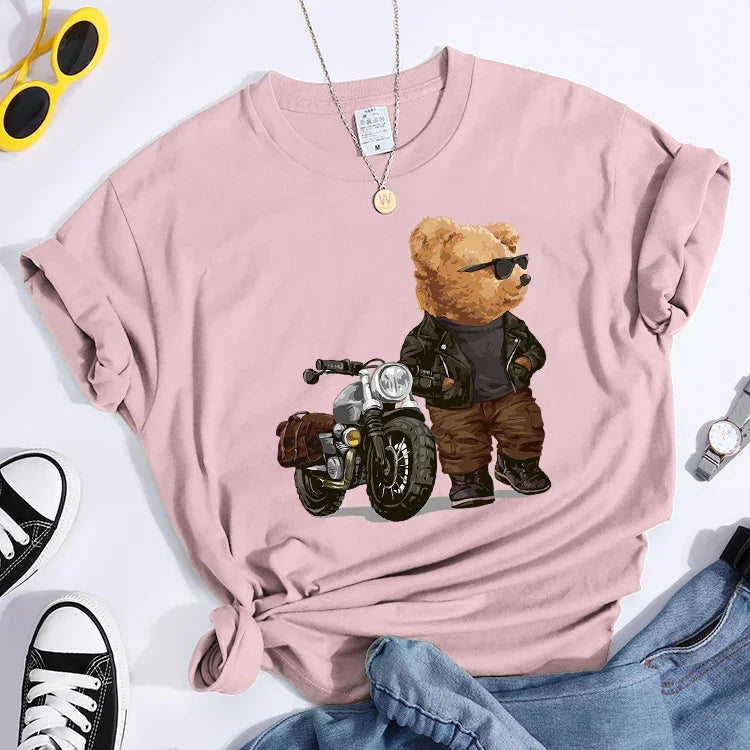 Motorcycle Teddy Bear Wearing Sunglasses Tshirt - Empire P.E