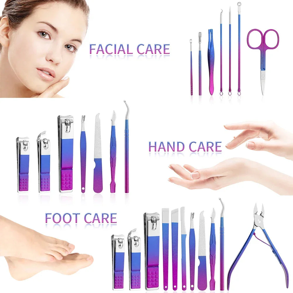 Manicure Set, Stainless Steel Gradient Professional Pedicure Kit - Empire P.E