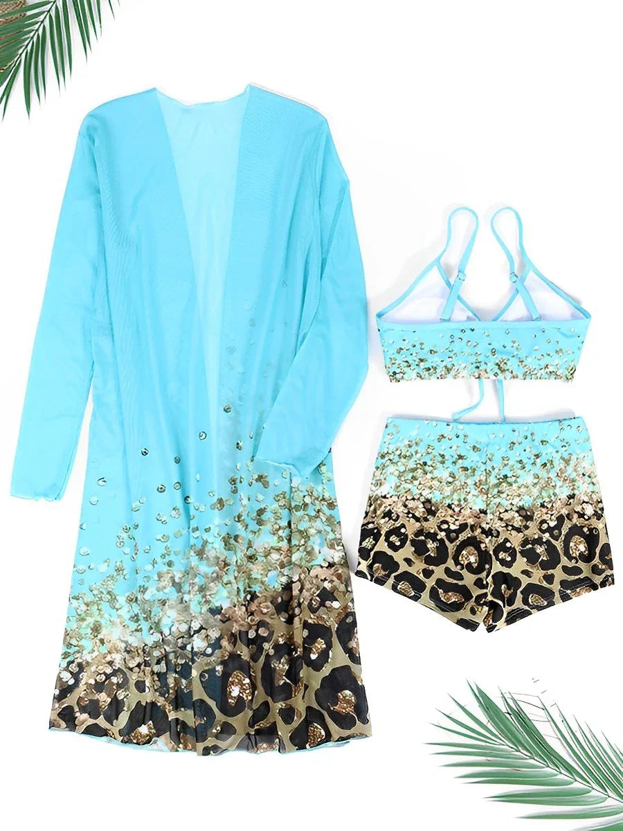 3 Pieces High Waist Bikini 2025 Printed Swimsuit