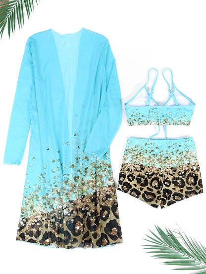 3 Pieces High Waist Bikini 2025 Printed Swimsuit