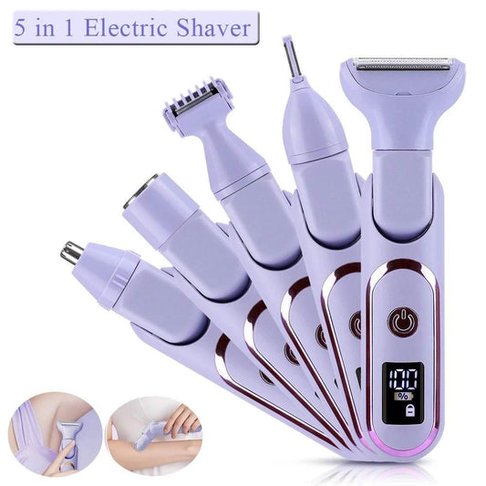 Electric Razors for Women 5 In 1 Bikini Trimmer Face Shavers Hair Removal for Underarms Legs Ladies Body Trimmer Home Appliances - Empire P.E