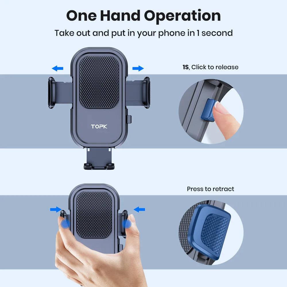 TOPK Car Phone Holder Mount for IPhone[Powerful Suction] Phone Mount for Car Dashboard Car Accessories Automobile for Smartphone - Empire P.E