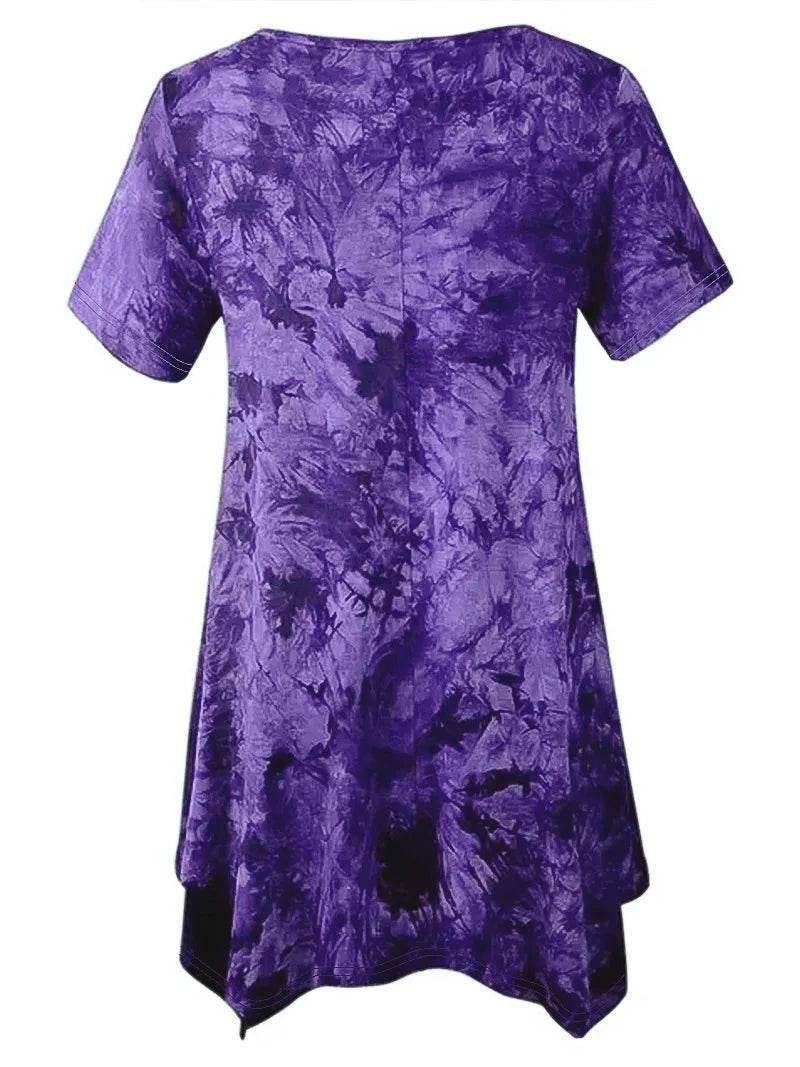 5XL Plus Size Woman Clothing Tie Dye Short Sleeve - Empire P.E
