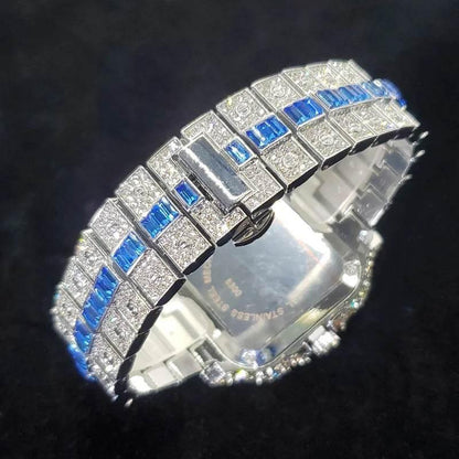 Luxury Full Diamond Watch for Men Fashion Green Iced Out Bling Square Watches Hip Hop Rap Jewelry Relogio Masculino Dropshipping - Empire P.E