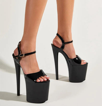 20cm/8Inch Heel Black Sexy Super High Pole Dance High Heels - Empire P.E