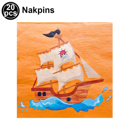 Pirate Party Decorations Dinner Plates Dessert Plates Cups Napkins Pirate Birthday Party Supplies for Kids Boys and Girls Party - Empire P.E