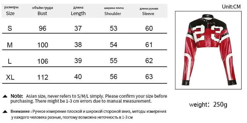 Streetwear Fashion Women Faux Leather New Jacket Letter Print Autumn Casual Sporty Wild Streetwear Uniform Trend Lady Crop Coat - Empire P.E