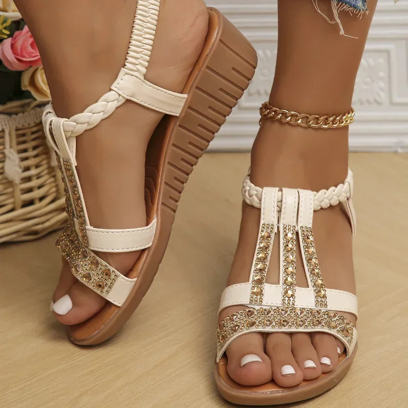 Women's Summer Bohemia Rhinestones Casual Platform Sandals