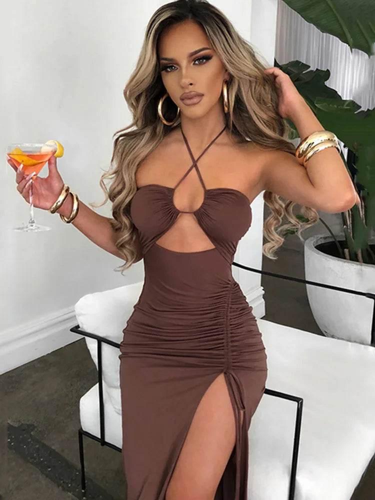 Sleeveless Sexy Female Midi Backless Dresses Slim Night Club Party Women's Dress Bodycon Vestidos Elegantes Para Mujer - Empire P.E