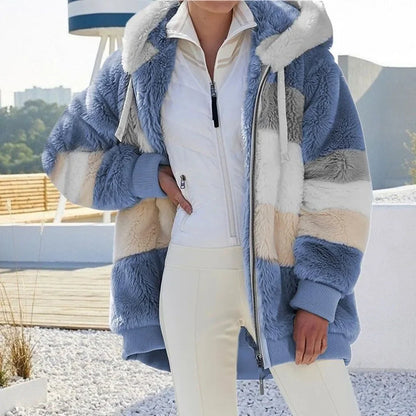 Women's Spring and Autumn Plus Size Long Teddy Bear Coat
