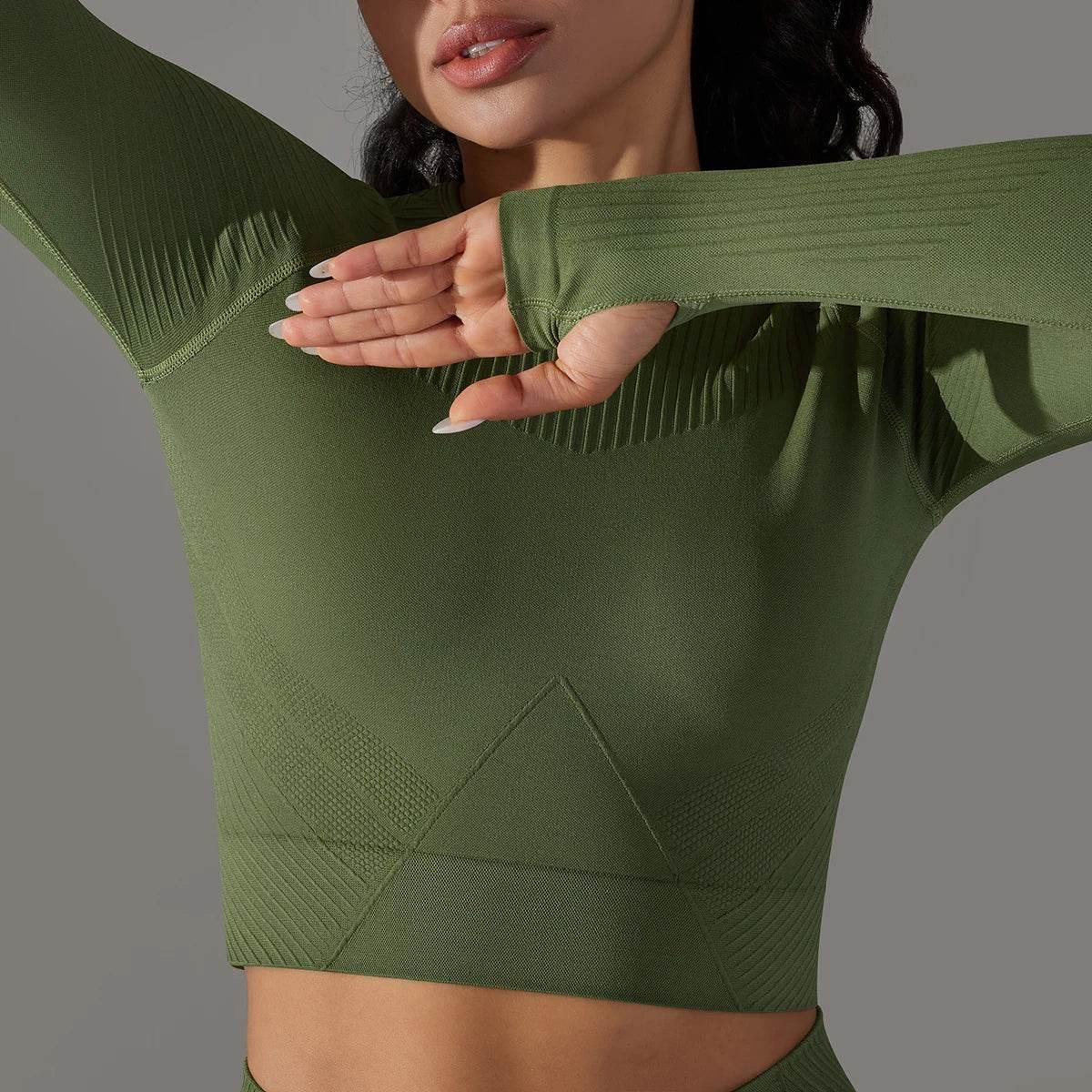 Women Yoga Set Seamless Gym Sportswear Long Seelves High Waist Leggings Sports Clothing Set Fitness Bra Vest Shorts Tracksuit - Empire P.E