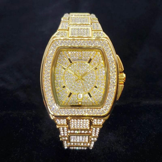 New Luxury Diamond Watch for Men Fashion Shiny Party Jewelry Watches Hip Hop Iced Out Bling Golden Relogio Masculino Dropshiping - Empire P.E
