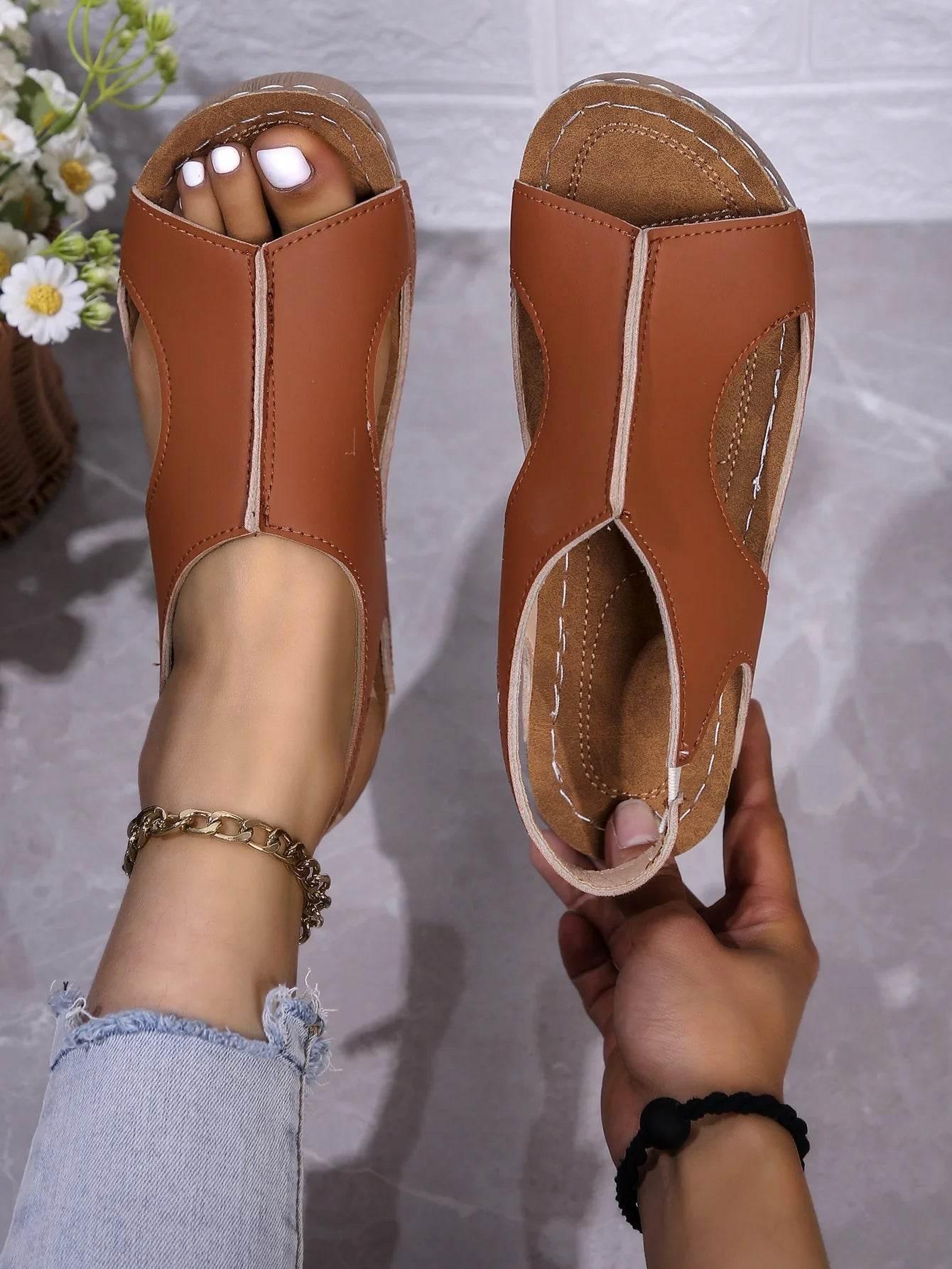 Fashion casual plus-size wedge Sandals Women 2025 summer sandals new platform wedge fish mouth sandals - Empire P.E