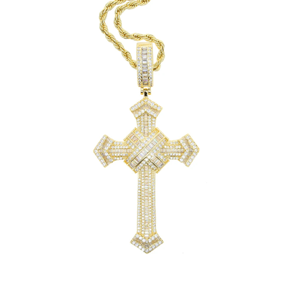 New Iced Out Cross Pendant Necklace