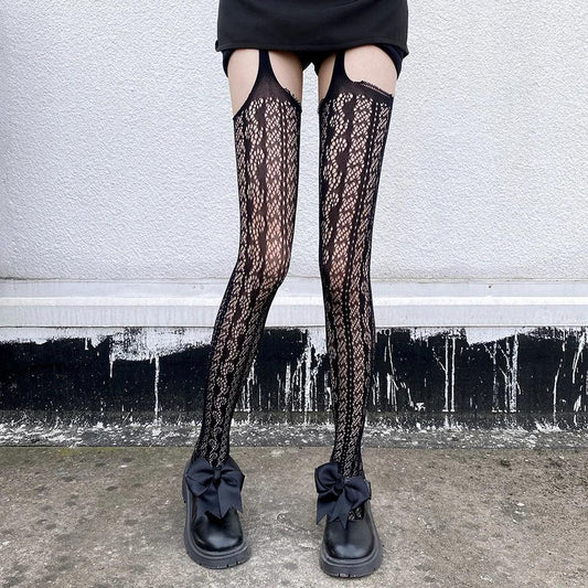 Floral Fishnet Sexy High Waist Open Crotch Lingerie - Empire P.E