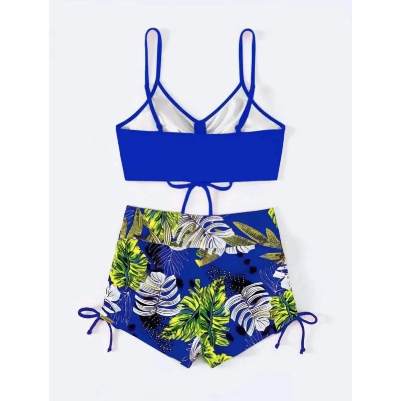 Women's Casual Drawstring Split High Waist Swimsuit 2025