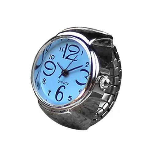 Vintage Punk Finger Watch Mini Elastic Strap Alloy Watches Couple Rings Jewelry Clock Retro Roman Quartz Watch Rings Women Men - Empire P.E