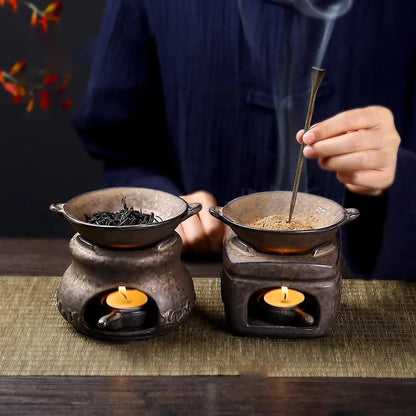 Aromatherapy Aroma Burner 3 In 1 Coarse Pottery Tea Warmer