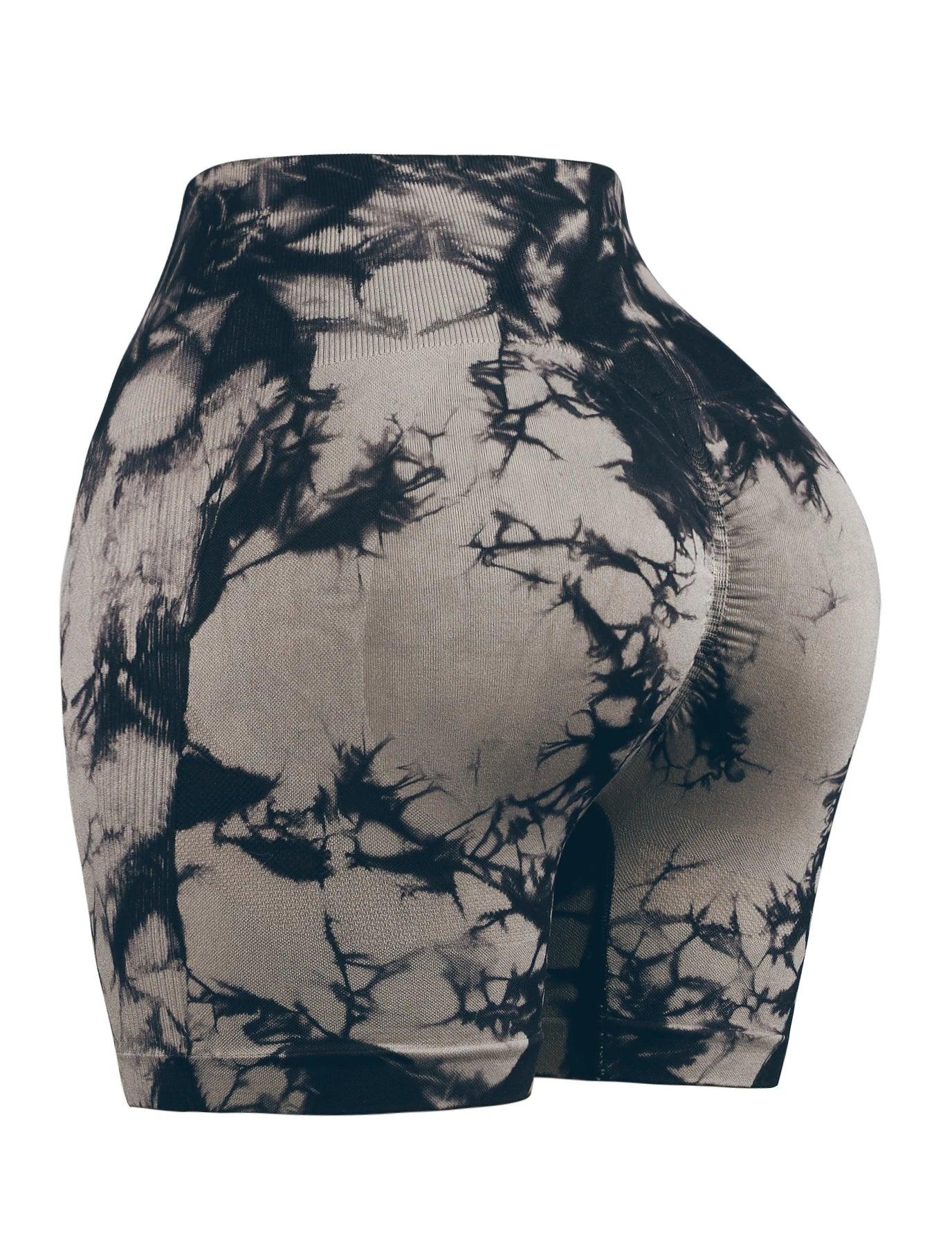1/2/3/4pcs Women's Tie-Dye Seamless High-Waist Cycling Short Leggings
