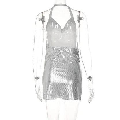 Elegant Short Dress with Hanging Neck Backless - Empire P.E
