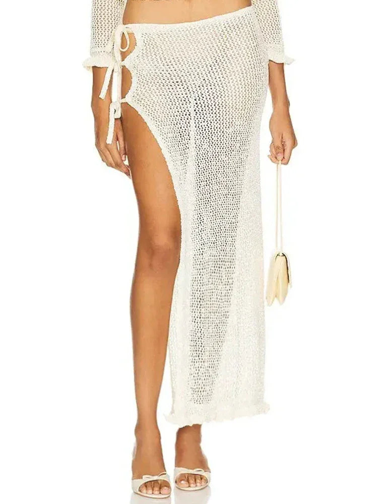 Sexy Summer Knit Cut Out Beach Half Skirt
