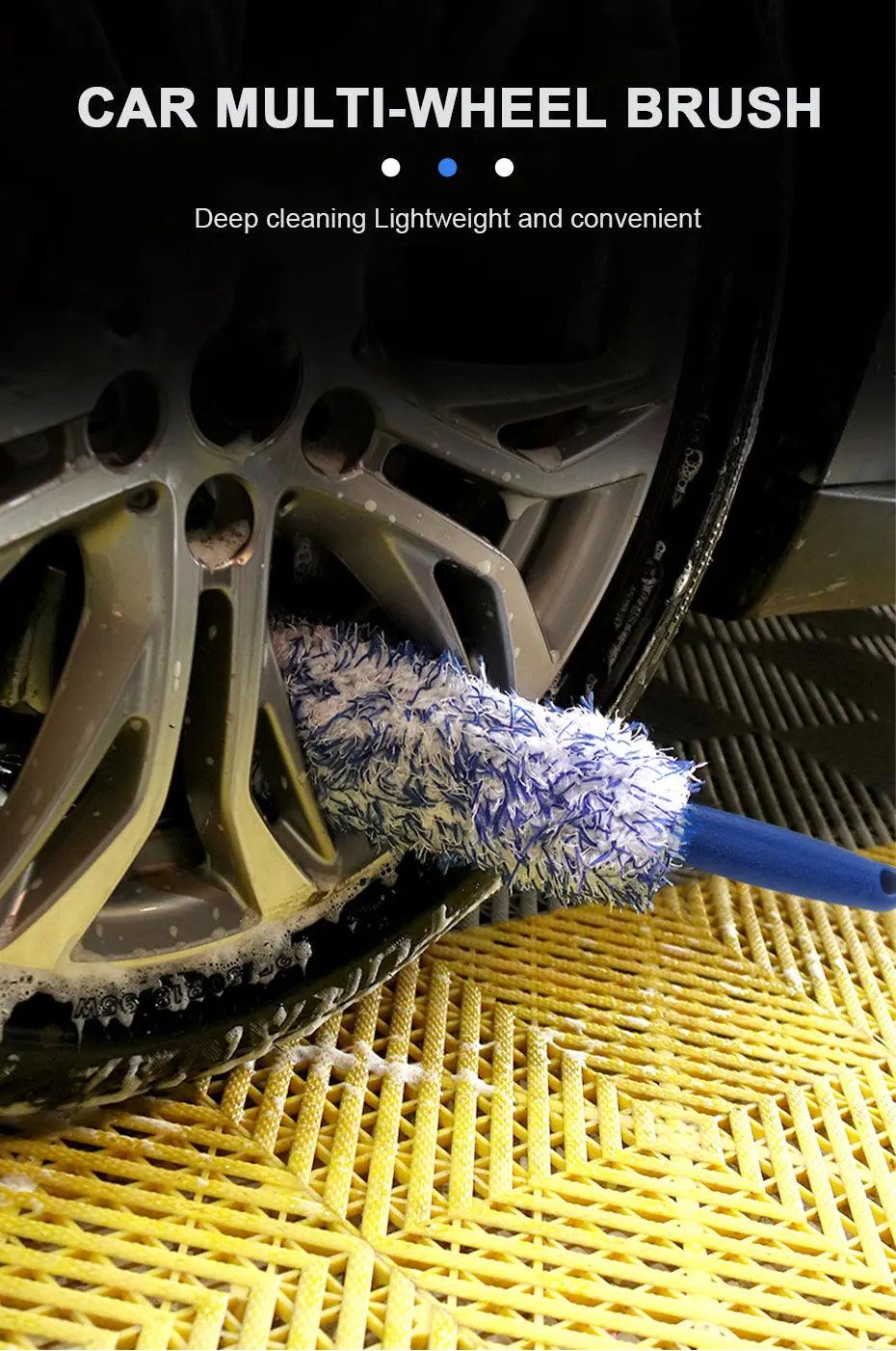SEAMETAL Car Wheel Tire Rim Cleaning Brush Portable Plush Car Wheel Hub Brush Washing Tool Car Detailing Care Dust Removal Brush - Empire P.E