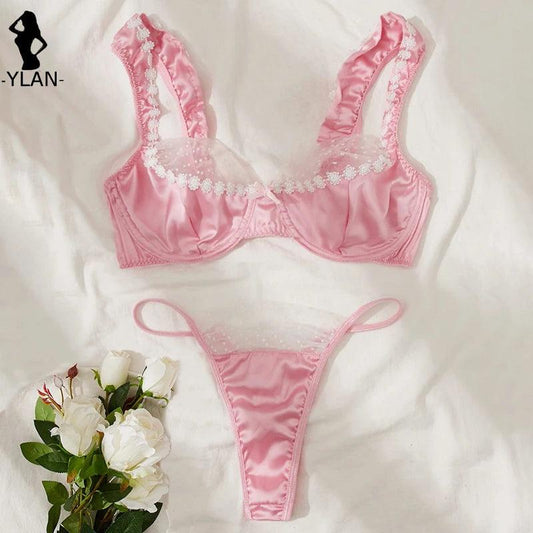 Fine Satin Lingerie Sexy Underwear 2 Piece Women Set - Empire P.E