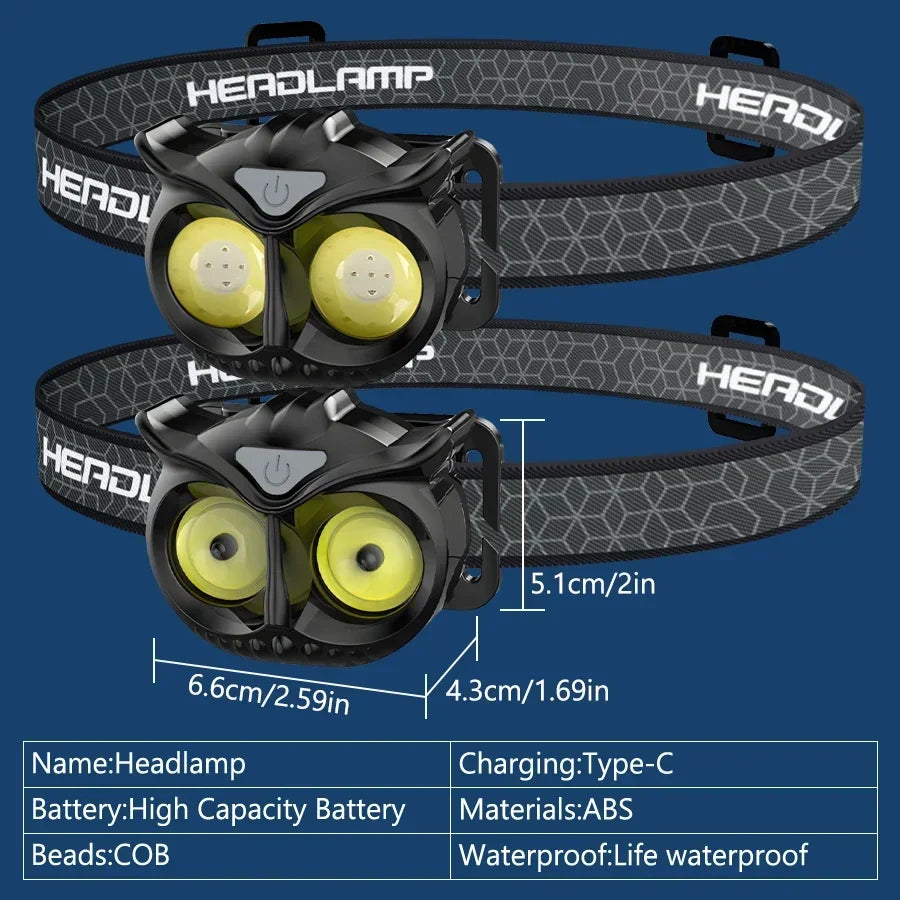 Owl Headlamp Waterproof USB Rechargeable - Empire P.E
