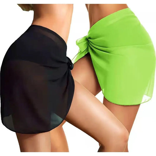 Women's Summer Beach Sarong Coverup Bikini Wrap Sheer Short Skirt
