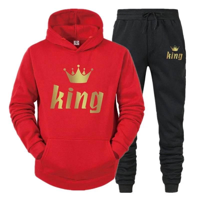 King And Queen Couple Outfit Hoodie and Jogger Pants High Quality Men Women Daily Casual Sport Jogging Suit King Queen Tracksuit - Empire P.E