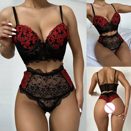 Sexy Lace Thong Lingerie Set - Empire P.E