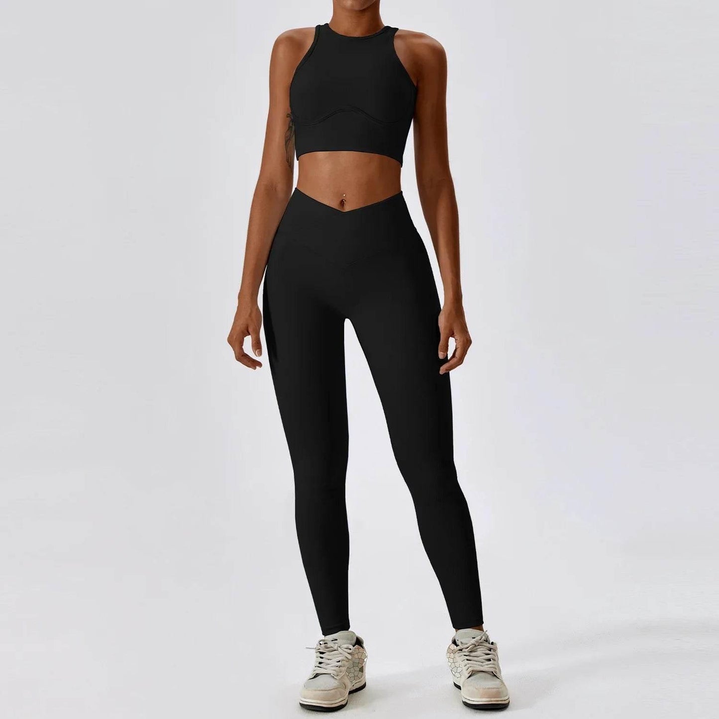 2PCS Seamless Yoga Set Gym Clothes Sportswear Yoga Suits For Women Fitness Rib Tracksuits Sports Bra Gym Leggings Sports Suits - Empire P.E