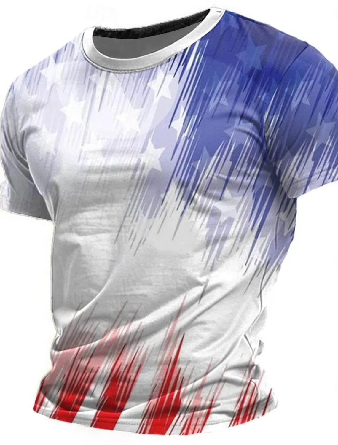 American Flag Street Style Men's 3D Print T shirt Tee Street American Independence Day T shirt crew neck Short Sleeve Summer - Empire P.E