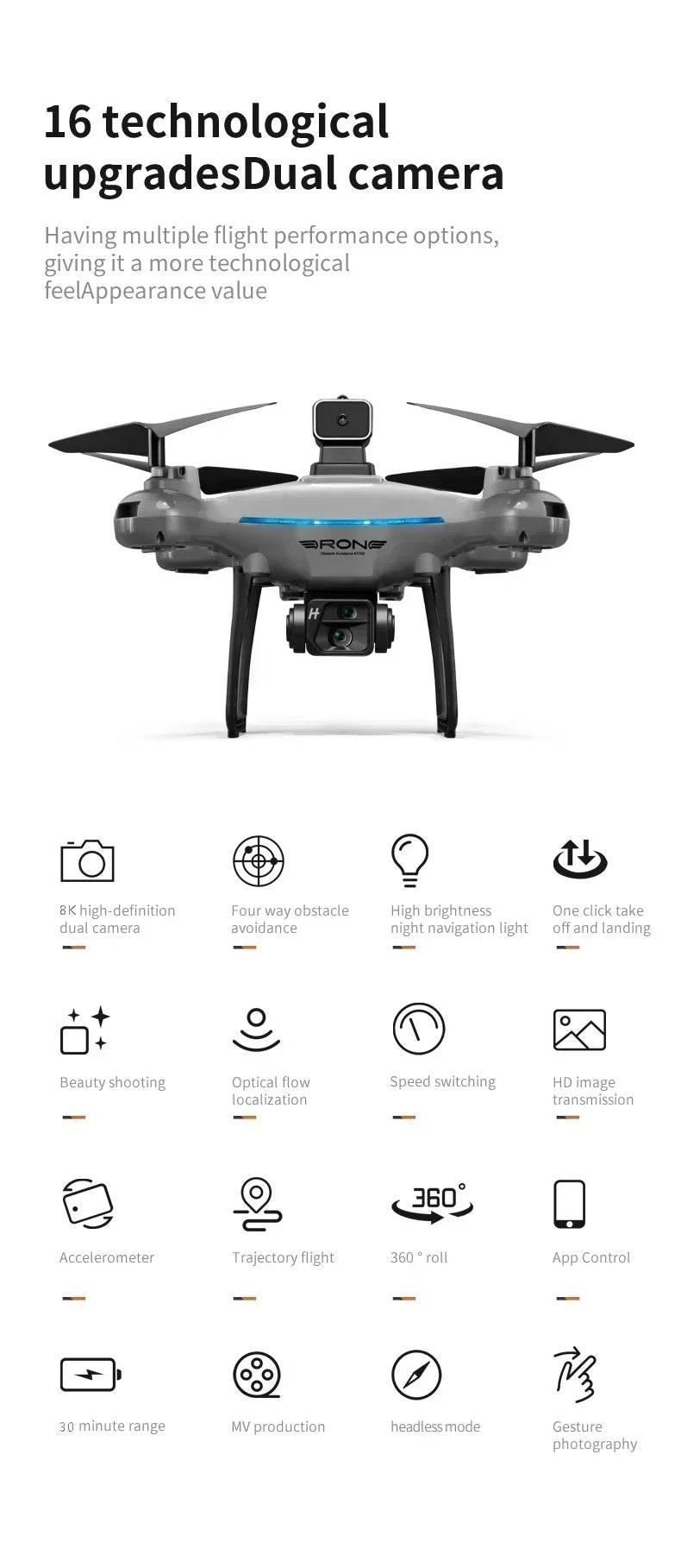 2025 KY102 Drone 8K Professional Dual Camera Brushless Quadcopter Obstacle Avoidance Optical Flow Aerial Drone RC 10000M - Empire P.E