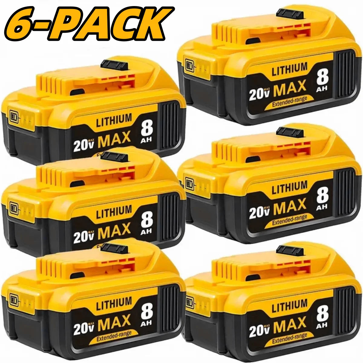 8.0Ah 20V Lithium-Ion Replacement Batteries Compatible with DCB200, DCB205, DCB206 & More - Empire P.E