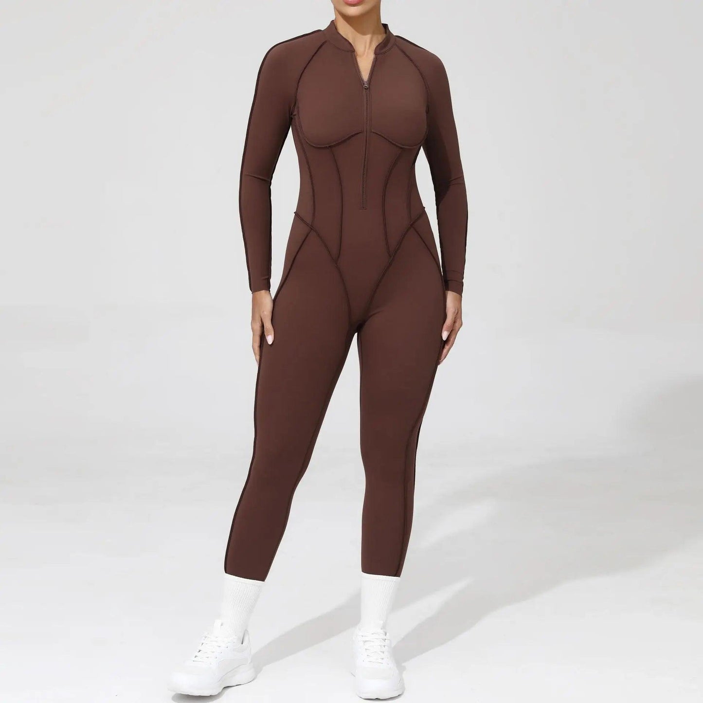 Pad Yoga Jumpsuit Short Sleeve Zipper Sports Wear Gym Fitness - Empire P.E